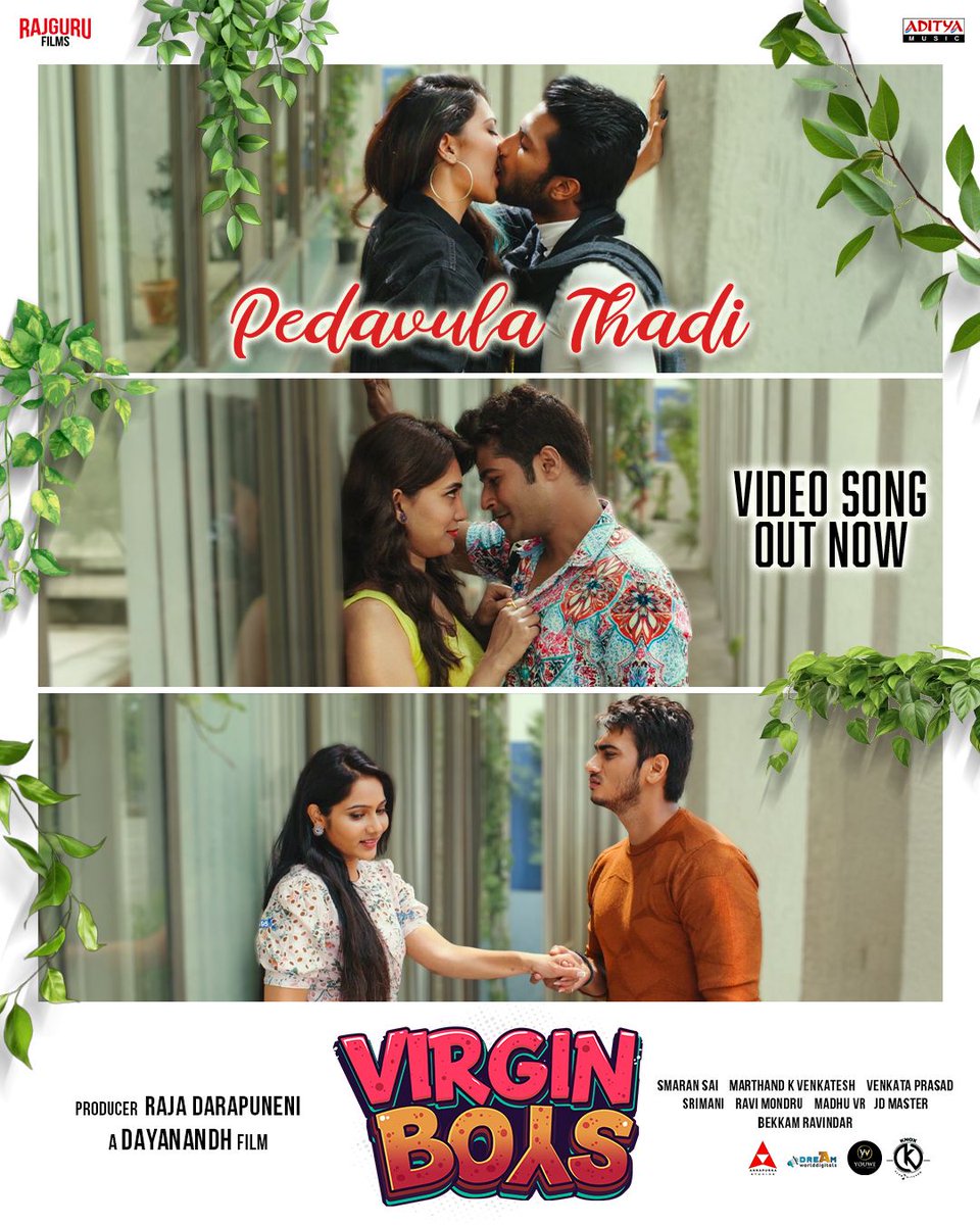 ARTISTRYBUZZ (@artistrybuzz) on Twitter photo Melody as sweet as a lovely kiss 🎶💋
First Video Song from #VirginBoys - #PedavulaThadi Out Now 💥
— youtu.be/DZ1Ua_J8Fww
🎻 <a href="/smaransai/">Smaran Sai</a>
🎤 <a href="/AdithyarkM/">Adithya Rk</a>
✍️ <a href="/purnachary17/">purna chary</a>
<a href="/Mitraaw_sharma/">Mitraaw</a> <a href="/geetanand79/">GeetAnand 💫</a> <a href="/NenuMeShrihan/">Shrihan Official</a> <a href="/dayanandh369/">Dayanandh Gaddam</a> Melody as sweet as a lovely kiss 🎶💋
First Video Song from #VirginBoys - #PedavulaThadi Out Now 💥
— youtu.be/DZ1Ua_J8Fww
🎻 <a href="/smaransai/">Smaran Sai</a>
🎤 <a href="/AdithyarkM/">Adithya Rk</a>
✍️ <a href="/purnachary17/">purna chary</a>
<a href="/Mitraaw_sharma/">Mitraaw</a> <a href="/geetanand79/">GeetAnand 💫</a> <a href="/NenuMeShrihan/">Shrihan Official</a> <a href="/dayanandh369/">Dayanandh Gaddam</a>