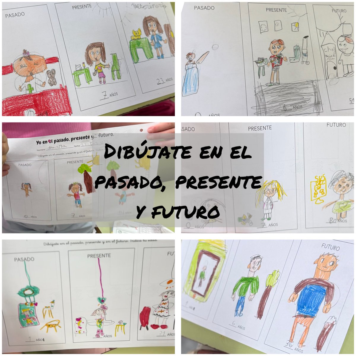 Ayer, hoy y mañana… ¡cambiamos con el tiempo!

En el pasado era más pequeñito, jugaba y aprendía poco a poco.

Hoy, en 1º de Primaria, leo, escribo y descubro el mundo.

Mañana… ¡puedo ser lo que quiera! (Interesante ver cómo se proyectan)