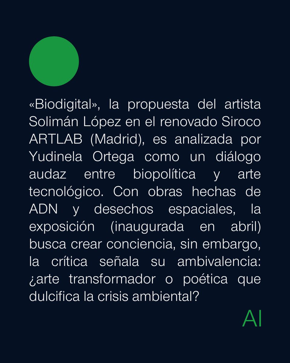 🧬✨ La nueva exposición de <a href="/solimanlopez/">Solimán López</a> en #SirocoARTLAB, fusiona biopolítica y arte tecnológico. La crítica de <a href="/yudinela7790/">yudinela_ortega</a> para #Arteinformado cuestiona si la propuesta trasciende la estética hacia una crítica radical.

Lee la crítica completa en 👉 bit.ly/3SLcJY5