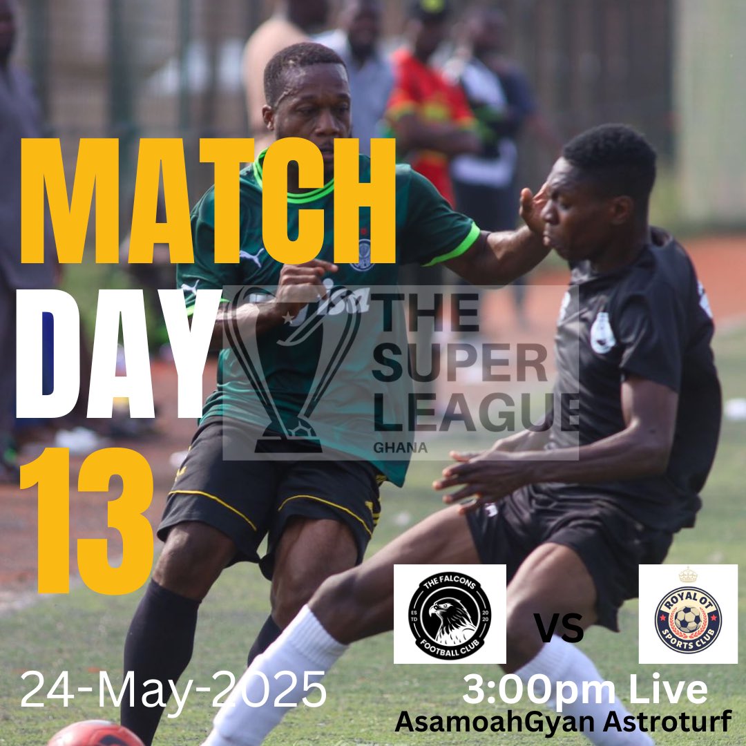 Up Against Royal OT 
Today 3:00pm Live
AsamoahGyan Astroturf 
<a href="/superleaguegh/">The Super League Ghana</a>