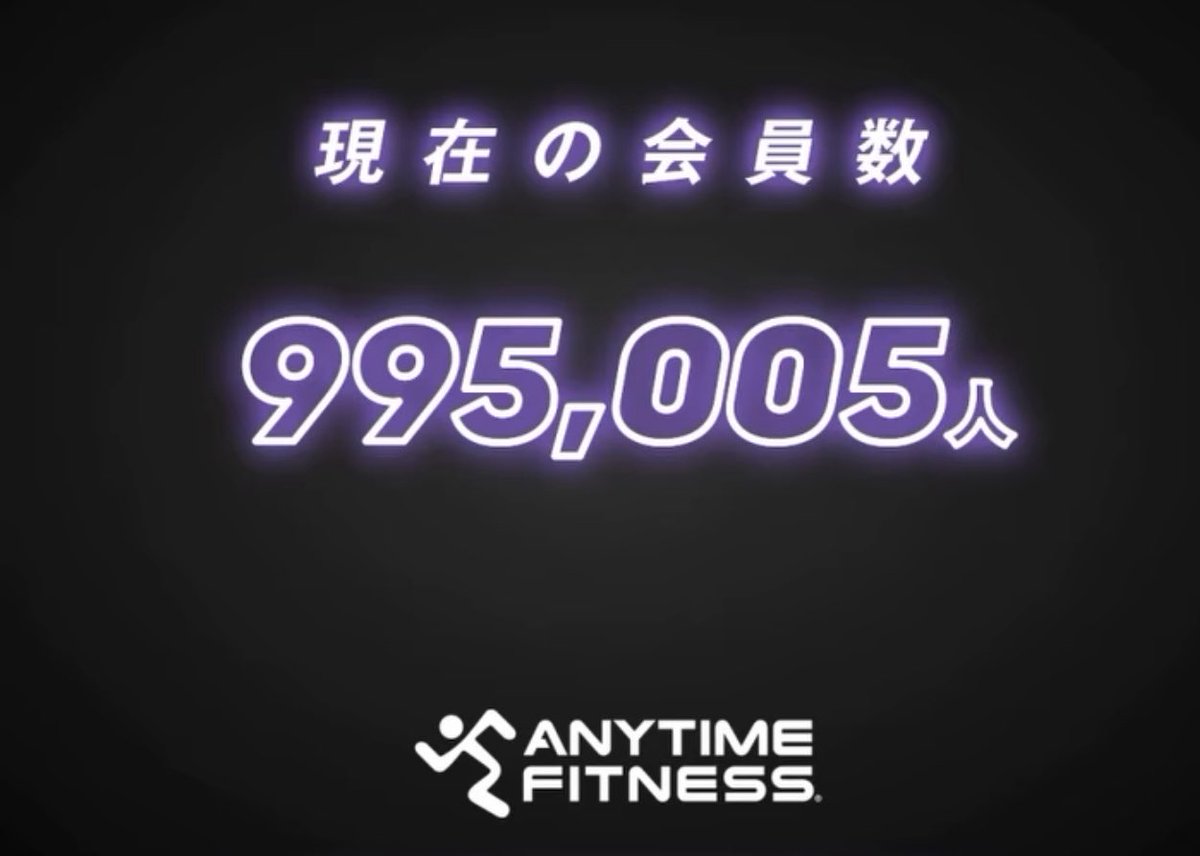 現在、日本中のエニタイムフィットネス会員数です。アト約500人で100万人です。

「自分の身体は自分で守ろう‼︎」
僕もアト2年で60歳になる… 3人に1人が60歳以上になる時代です。

トレーニングをして健康を守り、健康を作ろう‼︎

エニタイムフィットネス等々力も会員数も上昇中です。
#FFJ