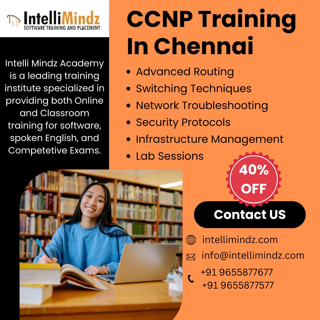Zayn__27S's tweet image. Level up your networking game with CCNP Training in Chennai at IntelliMindz! 🌐 Learn advanced routing, switching &amp;amp; troubleshooting with real-time labs and expert mentors. Enroll today! 💻🚀 
bitly.cx/5i97b
#CCNPTraining #ChennaiTech #NetworkingSkills #IntelliMindz