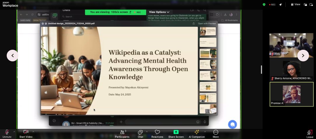 Sherry Antoine (@sherryantoine7) on Twitter photo Fascinating session happening now in celebration of #AfricaDay and #MentalHealthAwarenessMonth with @AfroCROWDit and #MentallyResiliantYouthNetwork in Lagos, Nigeria. <a href="/TheJamesPopoola/">James Popoola | Publish2Profit Coach</a> #Wikimedia Fascinating session happening now in celebration of #AfricaDay and #MentalHealthAwarenessMonth with @AfroCROWDit and #MentallyResiliantYouthNetwork in Lagos, Nigeria. <a href="/TheJamesPopoola/">James Popoola | Publish2Profit Coach</a> #Wikimedia