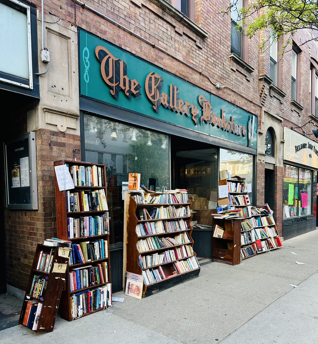 Opened in 1927, The Gallery Bookstore on Belmont at 6am this morning. Everything on the street for free. 

Building will be torn down in June.