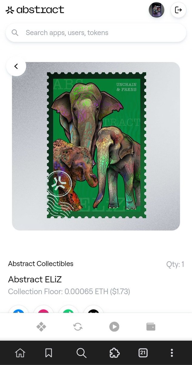 Official Anthony.Sign(🫰, ✨)🦘 (@abiaziememeka) on Twitter photo Wow, <a href="/UnchainedDaniel/">Daniel Unchained</a>! 🐘
The elephant stamp looks so cool! Loving the green vibes and how you’re honoring the rescued elephants with these NFTs.
Can’t wait to see more of your awesome work! ✳️🙌
Lastly, I was gifted one of those from <a href="/AbstractGrind/">The Abstract Grind</a> ✳️🤭♥️🥰 Wow, <a href="/UnchainedDaniel/">Daniel Unchained</a>! 🐘
The elephant stamp looks so cool! Loving the green vibes and how you’re honoring the rescued elephants with these NFTs.
Can’t wait to see more of your awesome work! ✳️🙌
Lastly, I was gifted one of those from <a href="/AbstractGrind/">The Abstract Grind</a> ✳️🤭♥️🥰