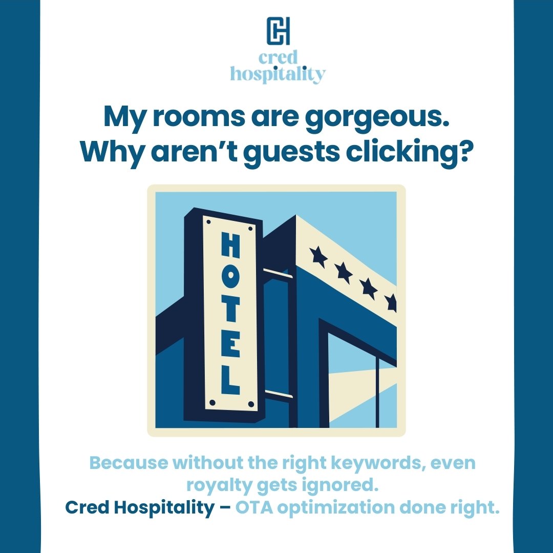 CredHospitality's tweet photo. Hotels have feelings too. (Kinda.)
If yours could talk, it would ask for better reviews, more clicks, and higher rankings.
That’s where we come in.
#CredHospitality #OTAManagement #HotelMarketing #IfHotelsCouldTalk https://t.co/WaEIHe2XuU