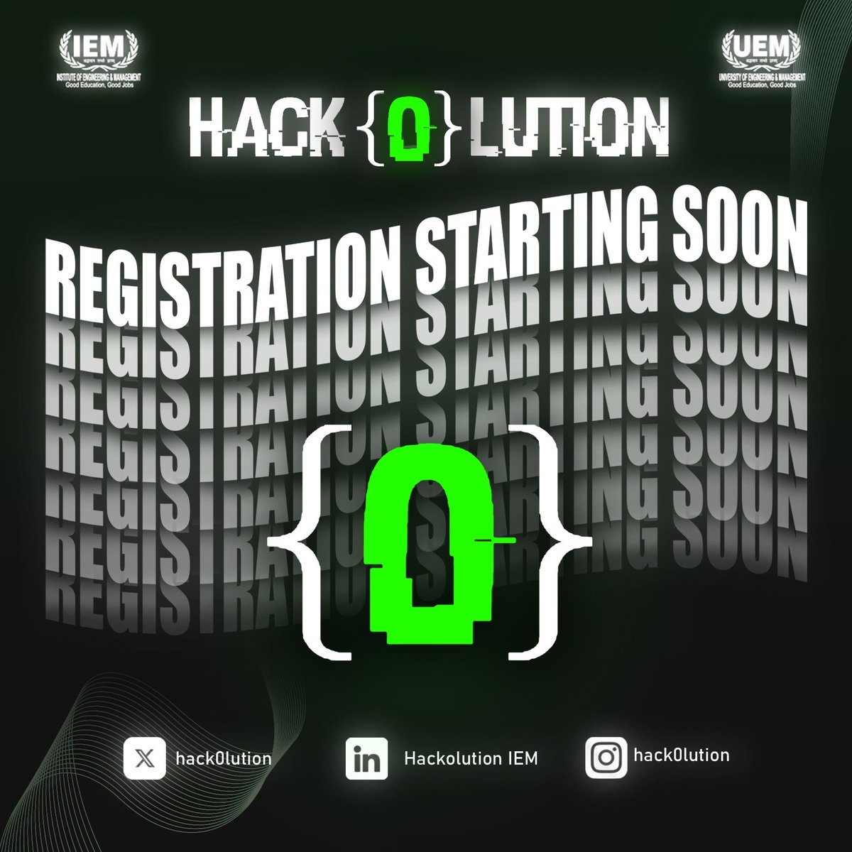 hack0lution's tweet photo. The countdown has begun. HACK{0}LUTION , the premier hackathon is gearing up to open registrations.
Get ready for a high-energy, innovation-driven experience where the brightest minds come together to code, create, and compete.
https://t.co/0Ve5VoGqIK
#Hackolution2k25 https://t.co/JBcJTXdvN7