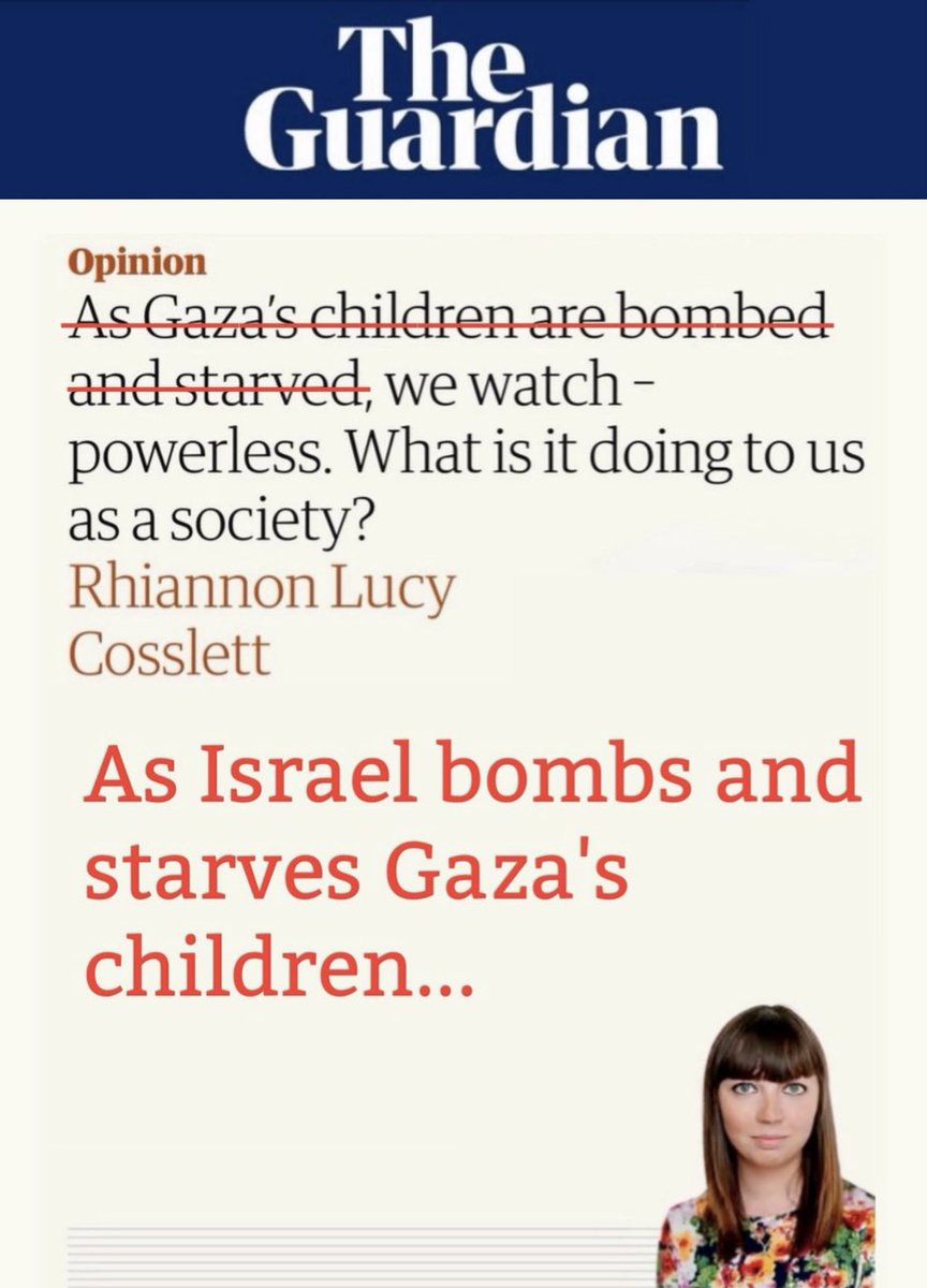 Rhiannon questions the impact of witnessing so much profound suffering and feeling powerless.

How about mentioning ‘Israel’ just once in the article? That would be a start. 

Fixed the headline for you.