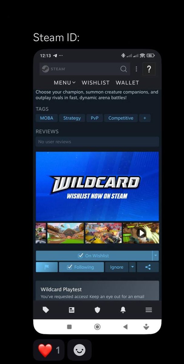 มีกิจกรรมมาใหม่ครับผม เพียงแค่จิม wish list (ต้องมีไอดีสตีม)

ใครไปกด wishlist แล้ว แคปภาพหน้าจอไปไว้ที่ #wildcard ที่ discord TP SQUAD [discord.gg/GUmkXump] 

สุ่มแจก 10 usdc 3 รางวัล วันอังคารนี้คัฟ

ทางไป >>> store.steampowered.com/app/497120/Wil…

ตัวอย่าง วิธีการส่ง ตามนี้เลย ลุยยย