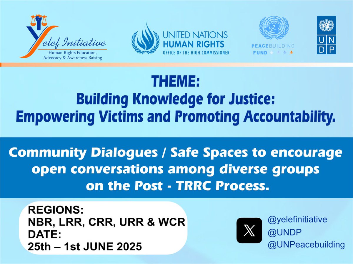 Yelef Initiative is happy to receive support from <a href="/UNDP_TheGambia/">UNDP The Gambia</a>’s Post-TRRC Unit as we embark on a knowledge-building outreach. This initiative aims to raise awareness and educate victims and community members on the ongoing post-TRRC processes and implementations.