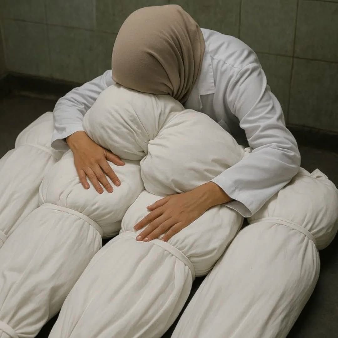 I can not even begin to imagine how Dr Alaa al Najjar is feeling. Nine of her 10 children were killed in an Israeli bomb, most of their bodies charred beyond recognition. Her only surviving son and husband are hanging on. She was working at the Nasser Hospital in Khan Younis.