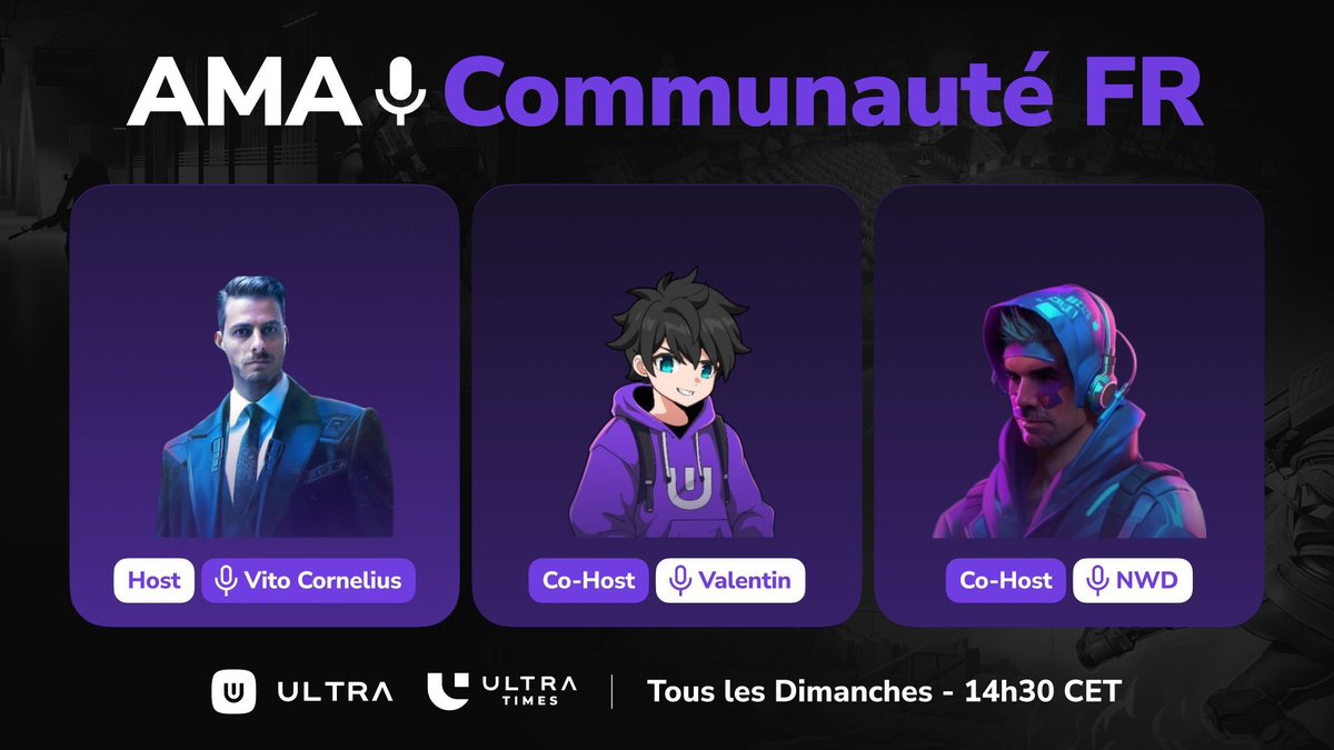 Ultra (@ultra_io) on Twitter photo 🎙️ To our French-speaking audience:
On se retrouve demain à 14h30 CET sur Discord avec <a href="/des_bastien/">ᕫ Vito Cornelius 🇫🇷🇹🇼</a>, <a href="/ValentinWeb3/">Valentin ᕫ</a> et <a href="/NWD_Blockchains/">N.ᕫᕫ.D</a> pour débriefer la semaine Ultra, les actus, et répondre à vos questions.
Un bon moment pour mieux comprendre où on va 👇 🎙️ To our French-speaking audience:
On se retrouve demain à 14h30 CET sur Discord avec <a href="/des_bastien/">ᕫ Vito Cornelius 🇫🇷🇹🇼</a>, <a href="/ValentinWeb3/">Valentin ᕫ</a> et <a href="/NWD_Blockchains/">N.ᕫᕫ.D</a> pour débriefer la semaine Ultra, les actus, et répondre à vos questions.
Un bon moment pour mieux comprendre où on va 👇
