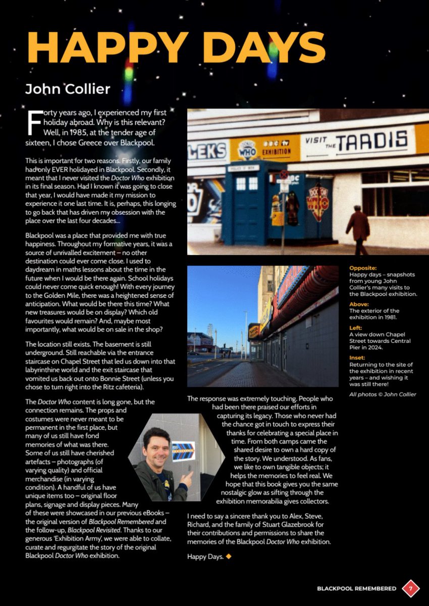 Five years ago I had the idea to write the story of <a href="/Blackpool7485/">Blackpool Remembered</a> and with the generous contributions of fellow fans it became the first of our ebooks covering <a href="/bbcdoctorwho/">Doctor Who</a> exhibitions. Today a condensed print version is available to buy on Amazon. Happy Days! 🙏