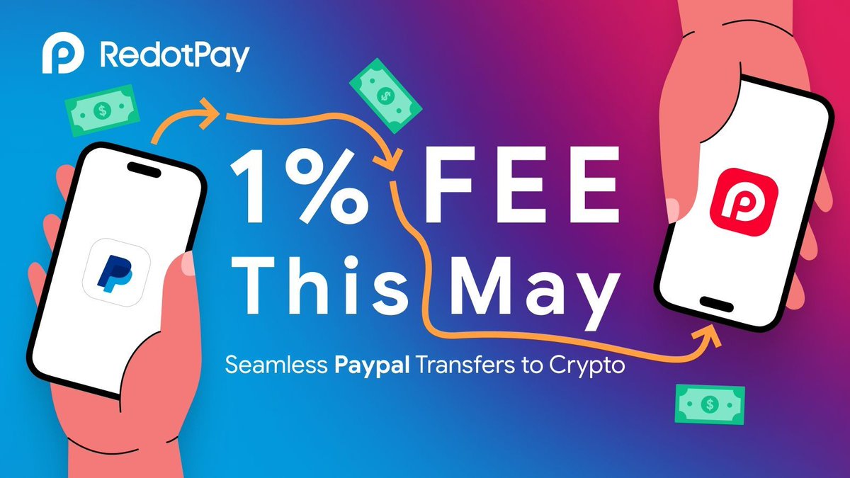 💸 Seamless PayPal transfers to Crypto 💳 Link your RedotPay Card for  seamless transfers! ✖️ High fees ✓ Just 1% fee this May! #PayPal #RedotPay