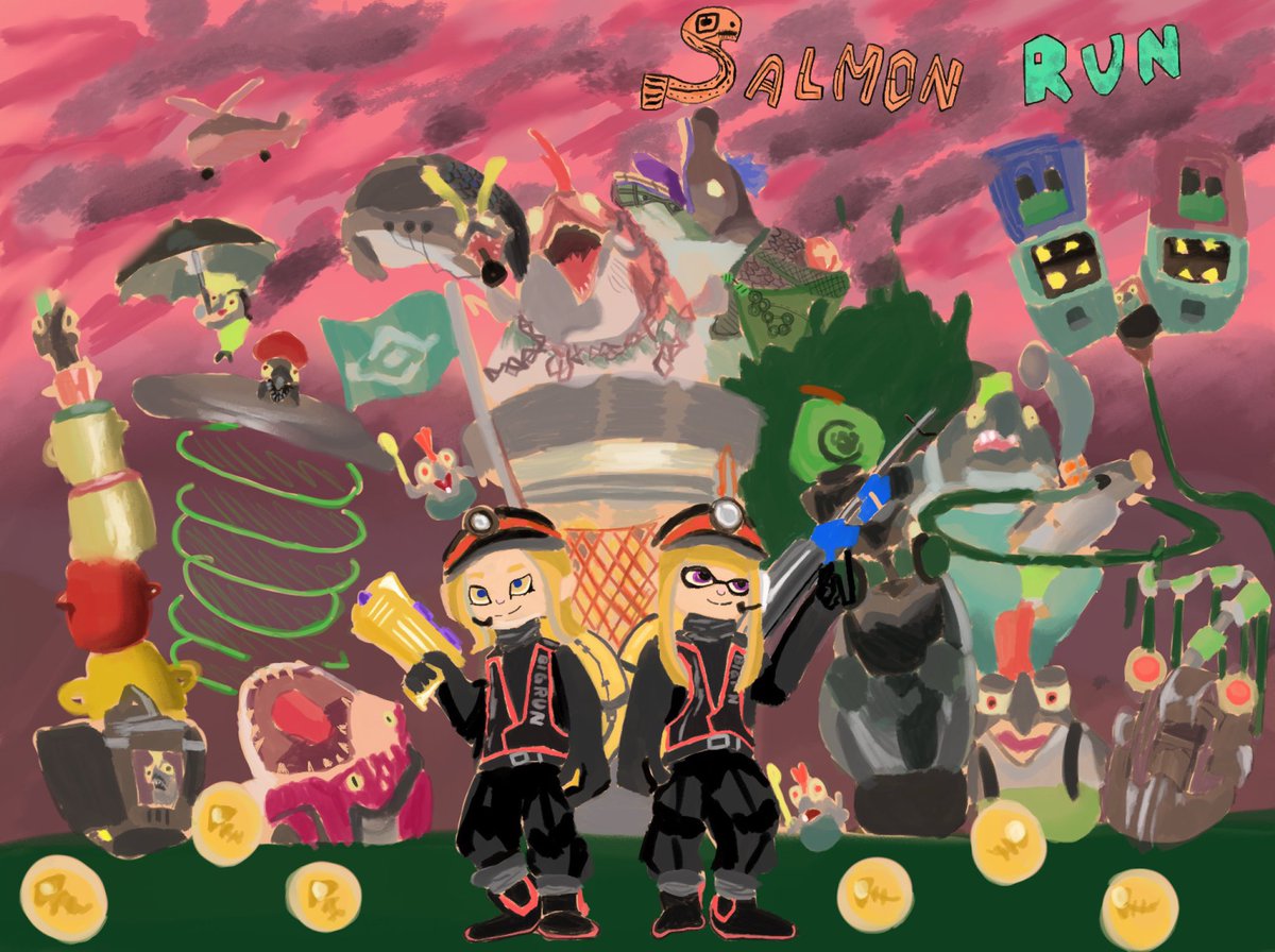 少し前に描いたビッグビッグランのイラスト🎨
全敵キャラ描くの大変だった、、(ハシラ入れ忘れたけど😭)
最近スプラはサモランしかしてないエンジョイ勢です🙃
#スプラ