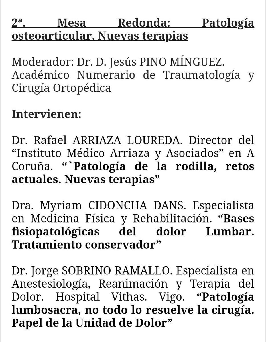 REAL ACADEMIA DE MEDICINA DE GALICIA (@ramycga) on Twitter photo Jornadas de formación e innovación en salud osteoarticular. Miércoles 28 de mayo en la sede de la Real Academia de Medicina de galicia de 11 - 14.45 horas. Jornadas de formación e innovación en salud osteoarticular. Miércoles 28 de mayo en la sede de la Real Academia de Medicina de galicia de 11 - 14.45 horas.