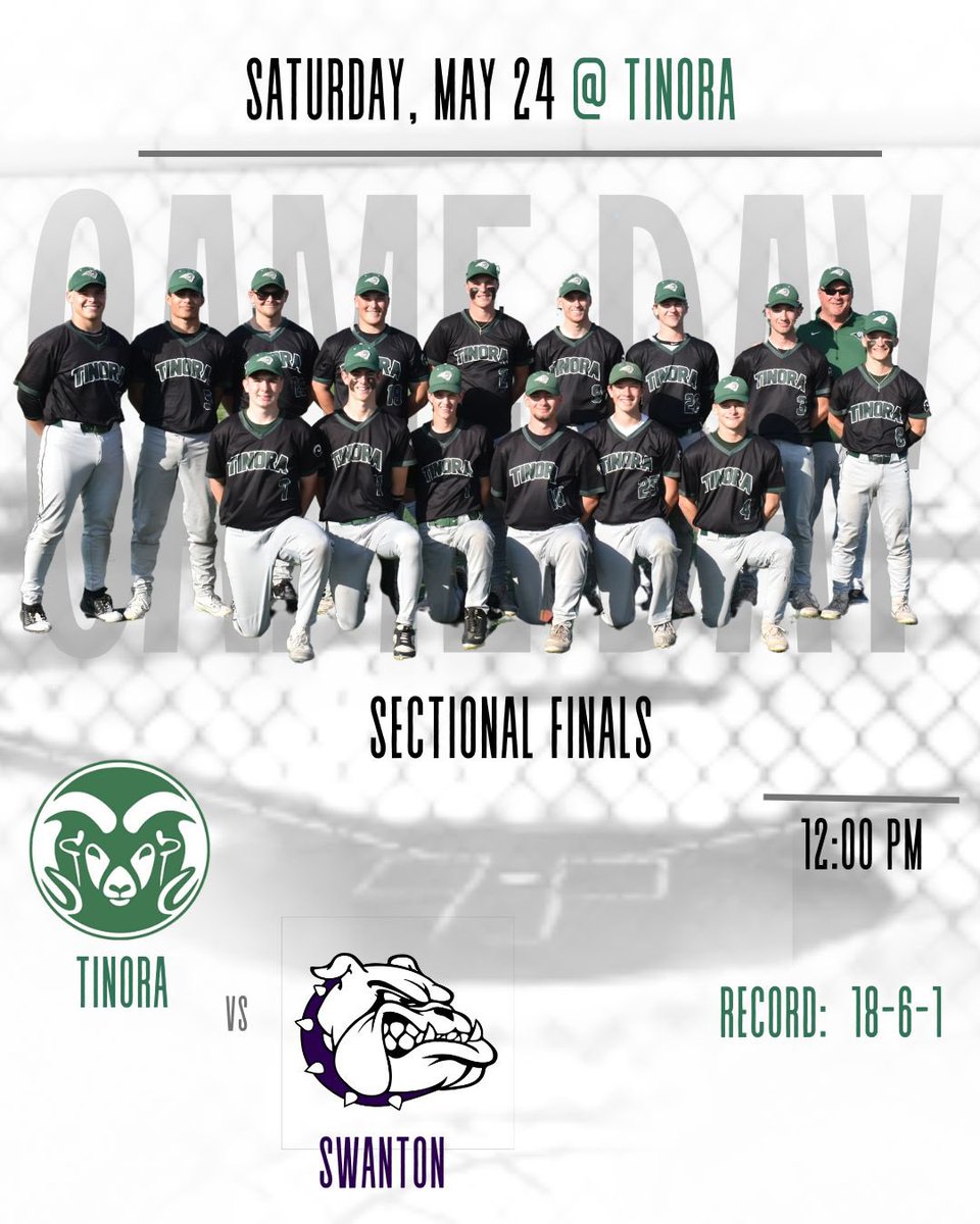 Tinora Baseball (@tinorabaseball) on Twitter photo 🚨 It’s tournament time!
🆚Swanton Bulldogs
📍Tinora High School
🏟️ Grube Field
⏰ 12:00
#gorams 🚨 It’s tournament time!
🆚Swanton Bulldogs
📍Tinora High School
🏟️ Grube Field
⏰ 12:00
#gorams
