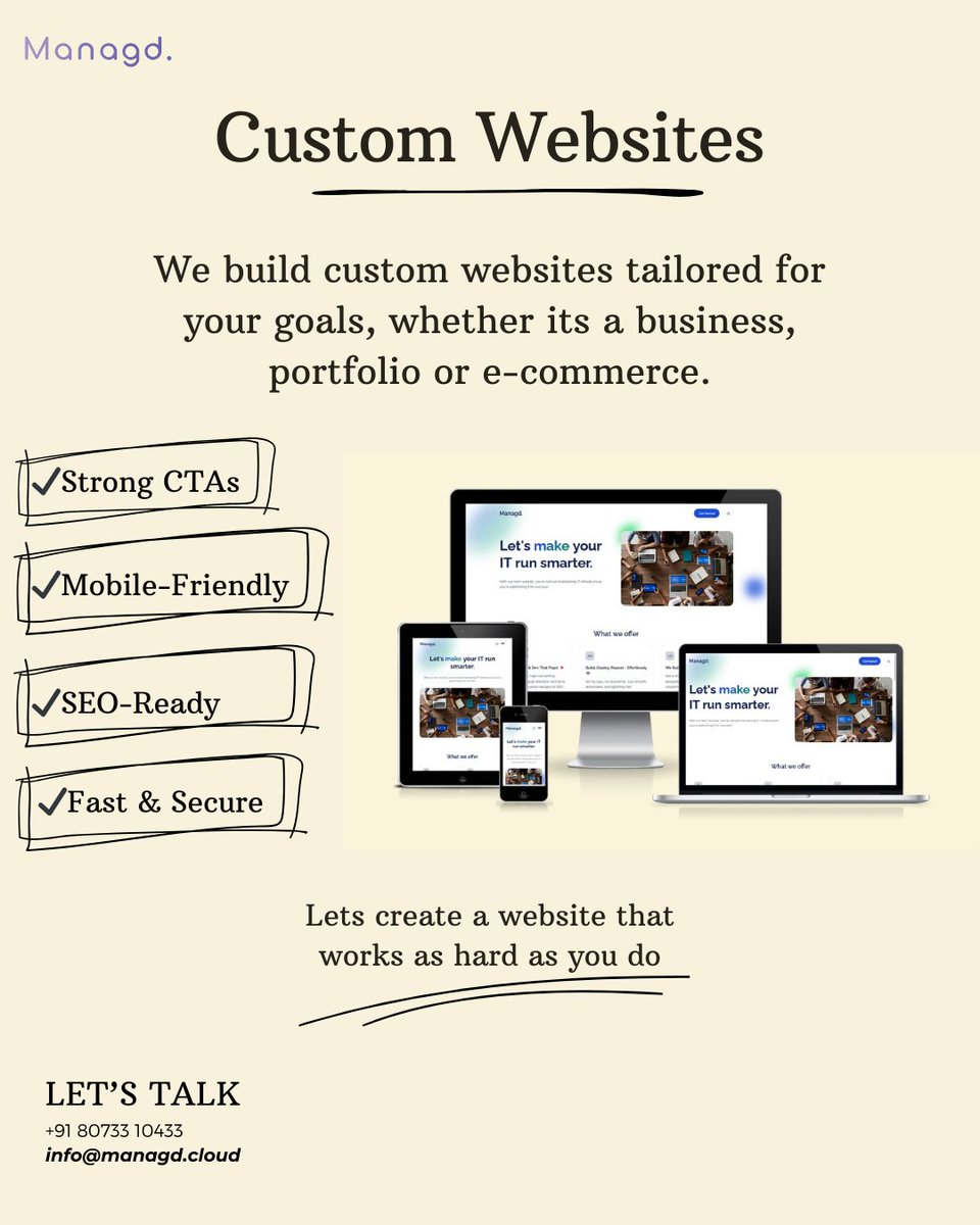 GetManagd's tweet image. Imagine a website that perfectly tells your story. ✨ We craft custom portfolio, e-commerce, and business sites to resonate with your audience and deliver real value. What can we build for you?
#WebDevelopment #CustomDesign #DigitalSuccess #PortfolioGoals #eCommerce