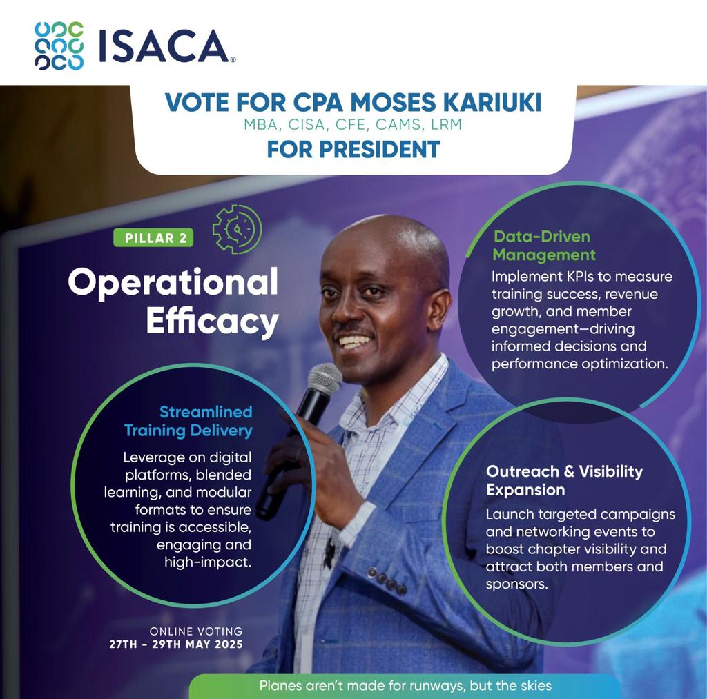 KaranjaKariuki's tweet photo. Presenting my second pillar of SOAR as Operational Efficacy. Under this agenda, once elected as your president, I am going to ensure ; Streamlined Training Delivery, data driven management , outreach, and visibility 
#SOARWithMoses
#Moses4President
#MasculinitySaturday https://t.co/Uo4yN0kxXj