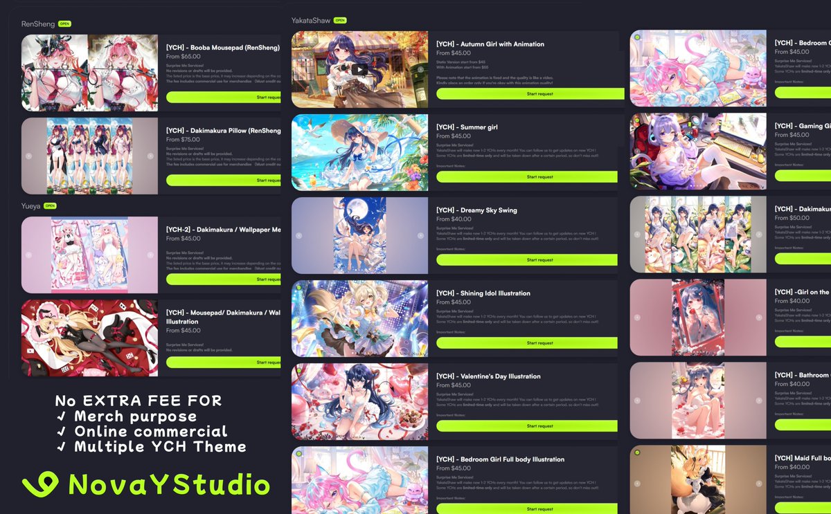 NovaYStudio's tweet image. VTUBER!! Looking for merch/commercial use commissions?
We offer many theme YCH with NO EXTRA FEE for merchandise and online commercial use!!
Includes:
√ Mousepad
√ Dakimakura
√ Static and Animated Illustration
💖 Likes & RT appreciated!
#VTuber #YCH #VGenComm #VGenOpen