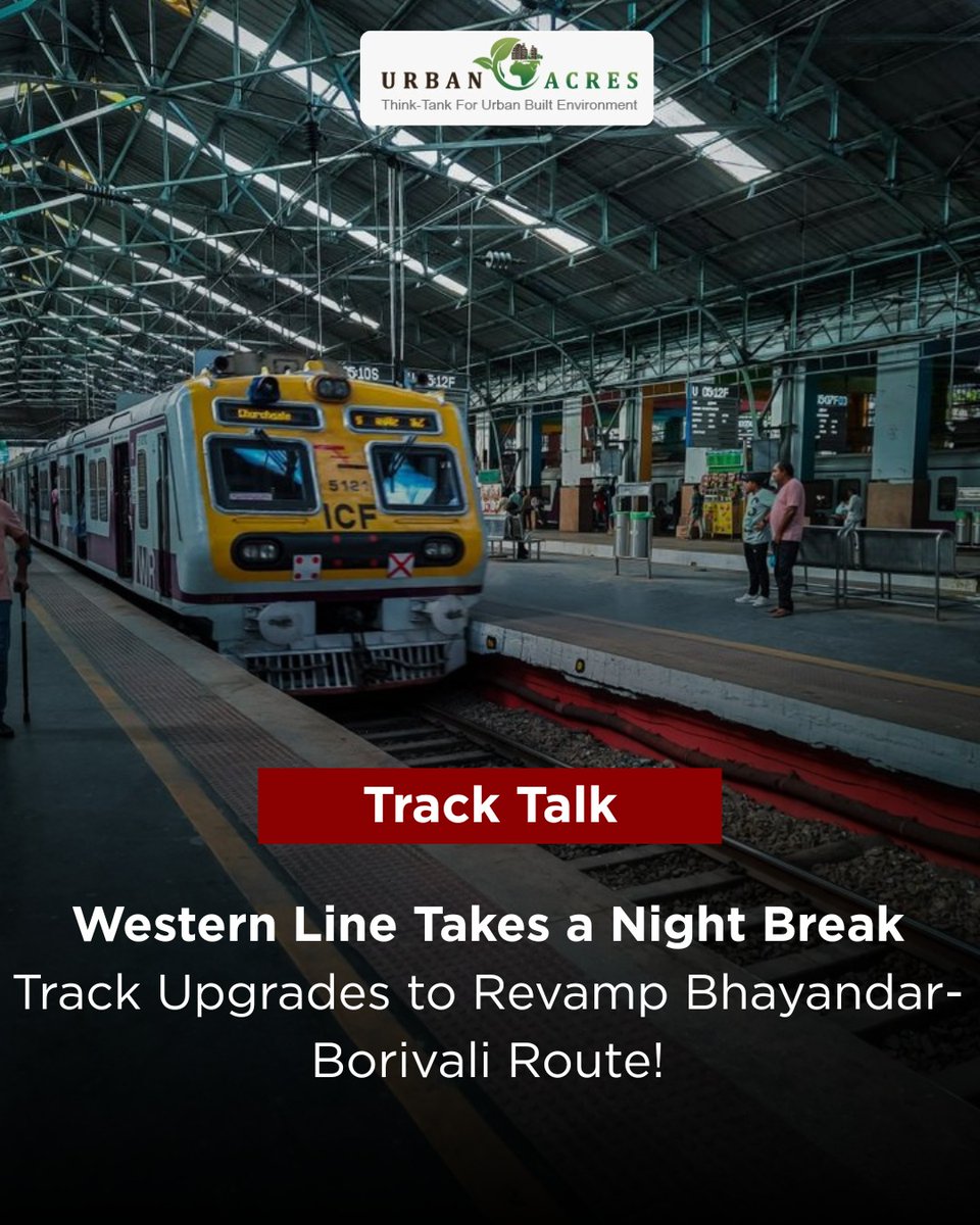 TheUrbanAcres's tweet image. Mumbai’s Western Line takes a night break on May 24-25 for a track upgrade! Expect smoother rides soon between Bhayandar and Borivali.

Read more: urbanacres.in/mumbai-rail-bl…

 #TrackTalk #MumbaiRail #WesternLine #UrbanAcres