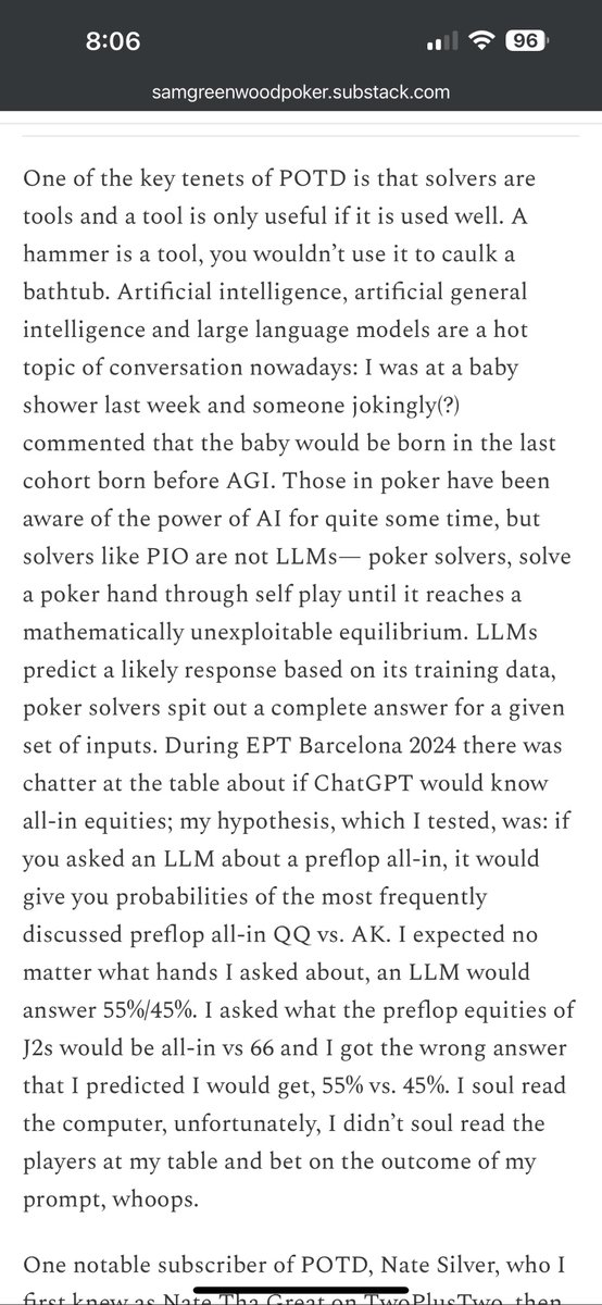 The name of a fake poker player that ChatGPT generated was Mike O’Shea. Does ChatGPT know he’s a legendary Toronto Argonaut? If you’d like to read more insights from the same brain that is curious about Mike O’Sheas. Subscribe

samgreenwoodpoker.substack.com/p/week-in-revi…