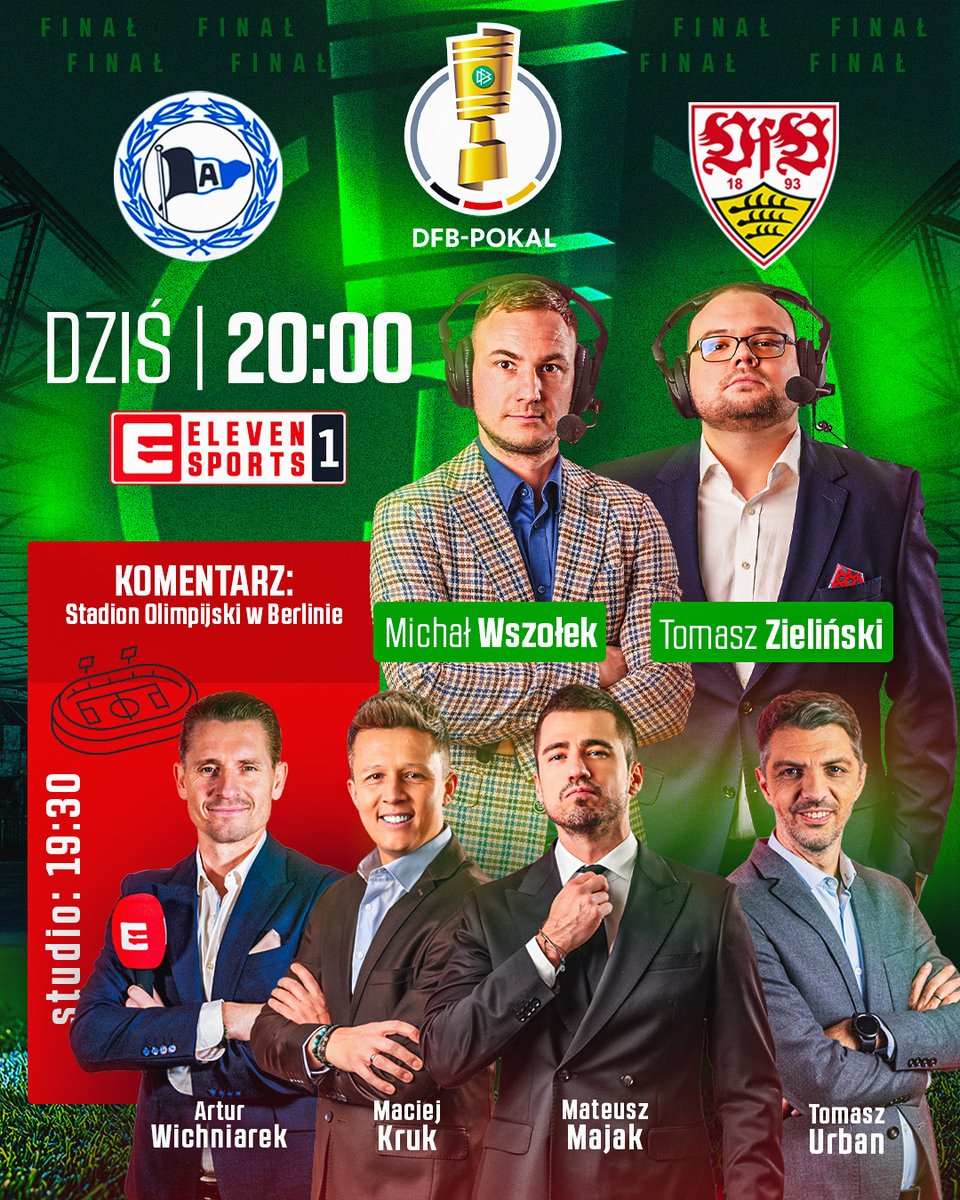 Już dziś wielki finał rozgrywek o Puchar Niemiec! 🏆

Patrząc na dokonania Arminii Bielefeld w tej edycji, dzisiejsze spotkanie z VfB Stuttgart zapowiada się świetnie! 🔝 Pracować przy tym meczu będą dla Was:

🎙️ Komentarz ze stadionu: <a href="/m_wszolek89/">Michał Wszołek</a>, <a href="/TomekZiel/">Tomasz Zieliński</a>
🗣️ Wywiady: