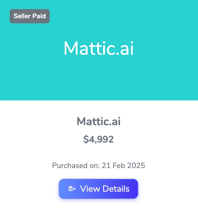 mattic.ai was recently sold for $4,988 on an installment plan.  Full payment was completed last week.