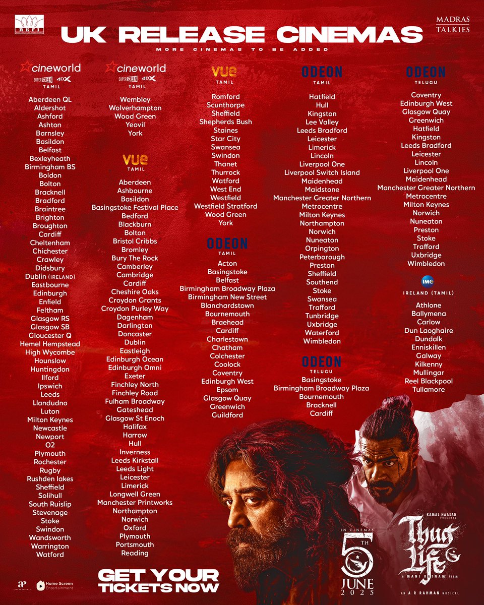 Boleyn Cinema (@cinema_boleyn) on Twitter photo Tickets for #ThugLife are officially live at your fav cinema - in a massive, BLOCKBUSTER-SCALE release all across the UK! More theatres will be added ๐๐งจ๐ฅ <a href="/ahimsafilms/">Ahimsa Entertainment</a>
A film that demands maximum volume, maximum intensity, and nothing less than the BIG-SCREEN EXPERIENCE!! ๐ฅ Tickets for #ThugLife are officially live at your fav cinema - in a massive, BLOCKBUSTER-SCALE release all across the UK! More theatres will be added ๐๐งจ๐ฅ <a href="/ahimsafilms/">Ahimsa Entertainment</a>
A film that demands maximum volume, maximum intensity, and nothing less than the BIG-SCREEN EXPERIENCE!! ๐ฅ