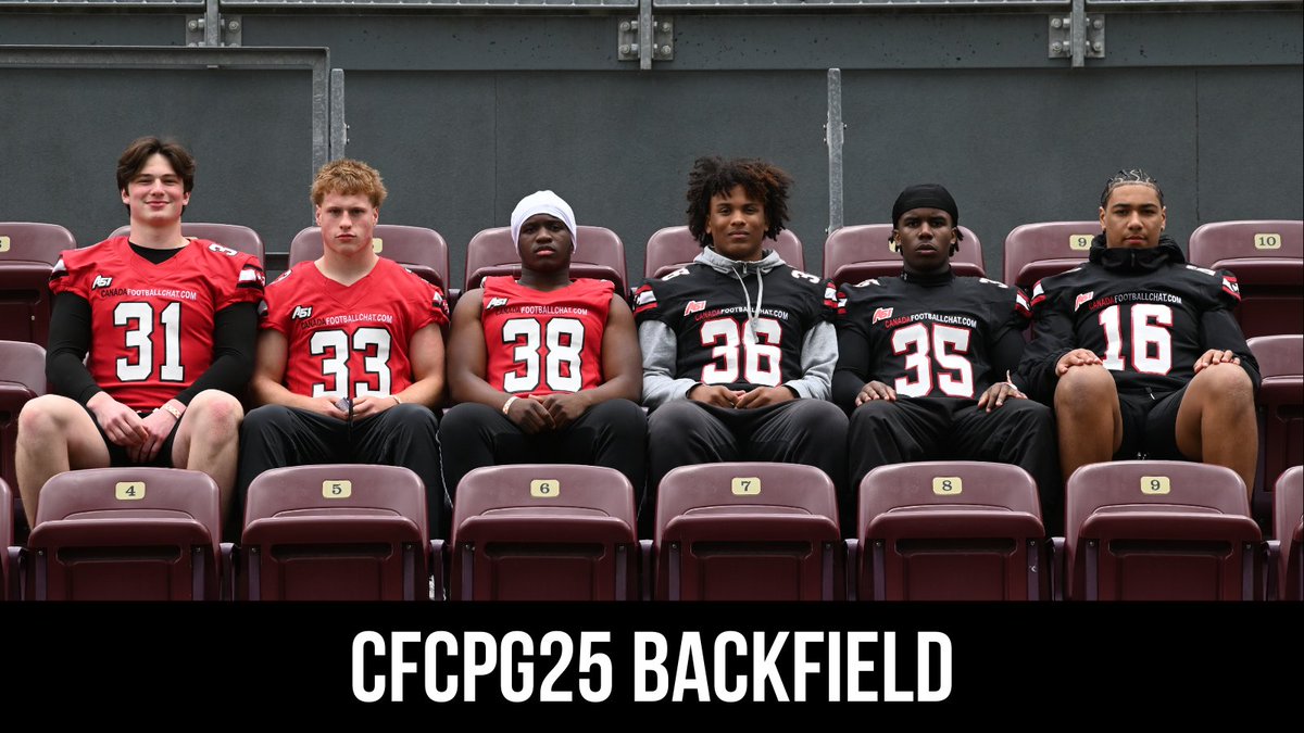 #CFCPROSPECTGAME RUNNING BACKS 🍁🏈

#TeamSanchez 
RB Sirani Brown
RB Miguel Santos
HB Kurtis Harper

#CFCTeamStegall
RB Rayhann Dare
RB Jasper Baron
HB Jacob Whitlock

Miss your chance to try out for the 2025 CFC Prospect Game on TSN? Submit your prospect profile so we can