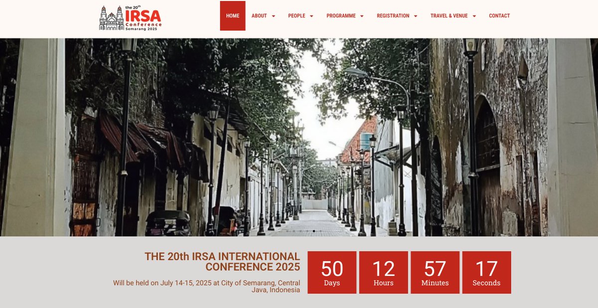 20th IRSA Conference (Semarang, 14–15 July 2025): Out of 402, 260 have been tentatively accepted.
To secure your place in the conference program, please complete the registration fee by 8 June 2025.
View the list of tentatively accepted papers: dropbox.com/scl/fi/nuwxwb1…