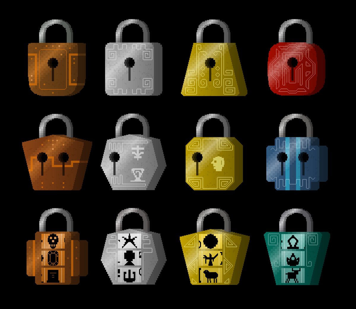 Procedurally generating padlocks with keys, combination dials, and clues, for the player to decipher!

#gamedev #indiedev #roguelike #screenshotsaturday