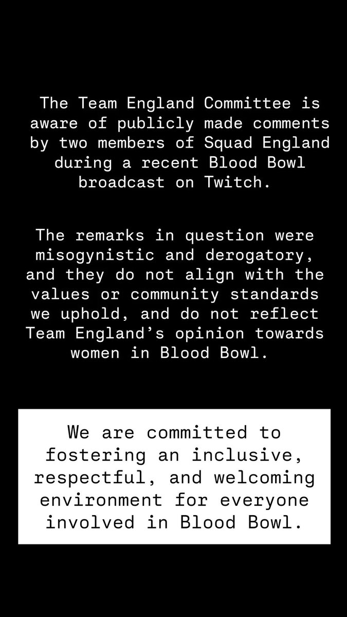 TeamEnglandBB's tweet photo. Statement from the Team England committee https://t.co/zLBkpBe30i