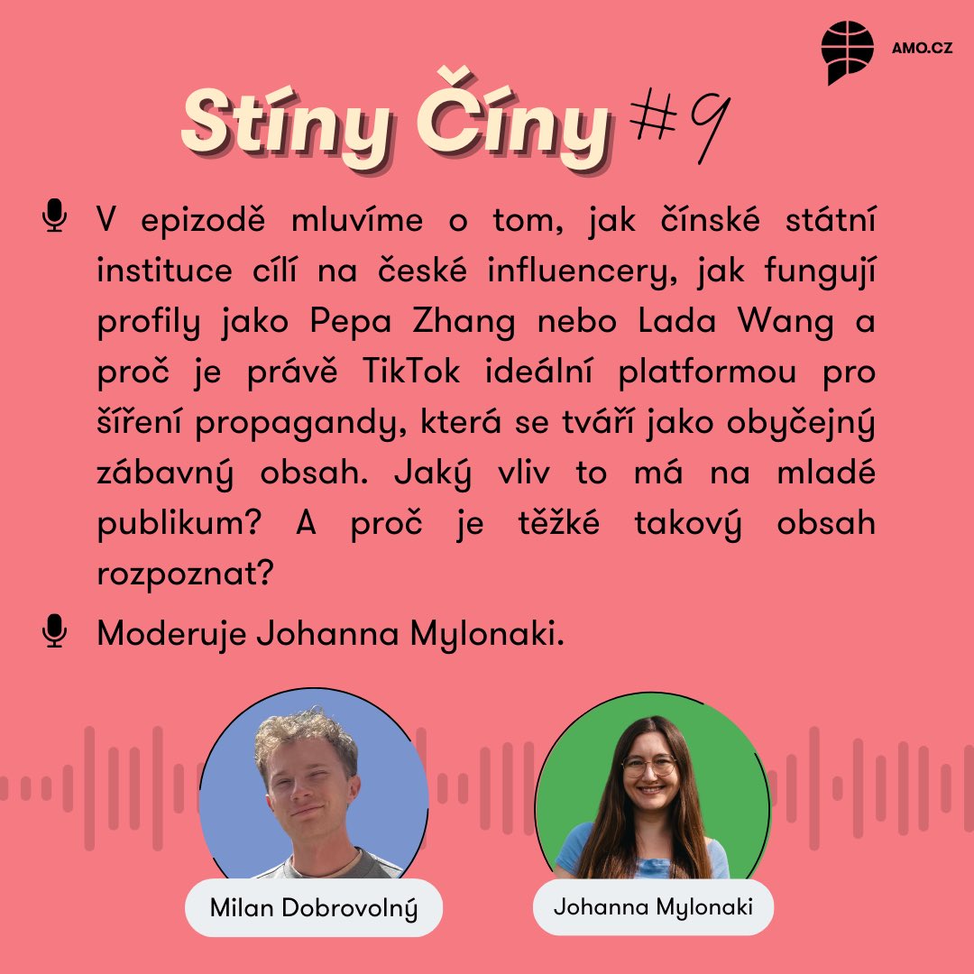 AMO_Čína (@amo_cina) on Twitter photo 🚨 Speciální Stíny Číny jsou venku! 🔊
Tentokrát naše pozvání přijal <a href="/MilanDobrovolny/">Milan Dobrovolný</a>, který mluvil o tom, co zjistil o čínské propagandě na českém TikToku.📱 A to i té opravdové, ne jen o pranku, který odhalil v předchozích dnech Mikýř. 🚨 Speciální Stíny Číny jsou venku! 🔊
Tentokrát naše pozvání přijal <a href="/MilanDobrovolny/">Milan Dobrovolný</a>, který mluvil o tom, co zjistil o čínské propagandě na českém TikToku.📱 A to i té opravdové, ne jen o pranku, který odhalil v předchozích dnech Mikýř.