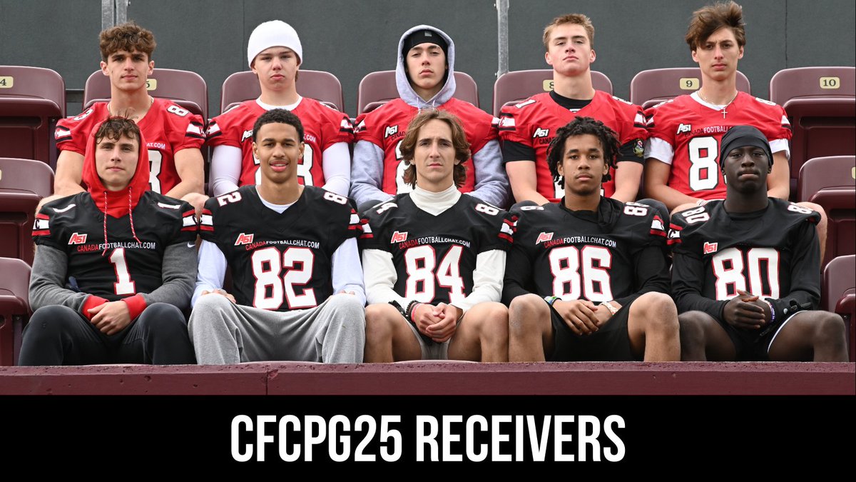 #CFCPROSPECTGAME RECEIVERS 🍁🏈

#TeamSanchez 
WR William Henri-Gill
WR Josiah Thompson
WR Keaton Belsher
WR Marvin Asumadu
WR Jason Dorel Onana

#CFCTeamStegall
WR Ben McAuley
WR Hudson Cvetkovic
WR Dexter Dunlop
WR Blake Schafer
WR Jake Archambault

Miss your chance to try out