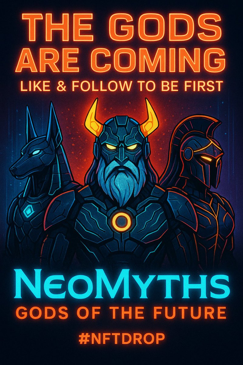 neo_myth's tweet photo. The countdown has begun.
20 cybernetic gods are about to descend—and this is your chance to witness the rebirth of myth.
Like & follow to be among the first to catch the drop.
#NeoMyths #NFTDrop #GodsOfTheFuture #CyberpunkNFT #Web3Art #PFPCollection #NFTCommunity #AIArt https://t.co/aOUvgiR03N