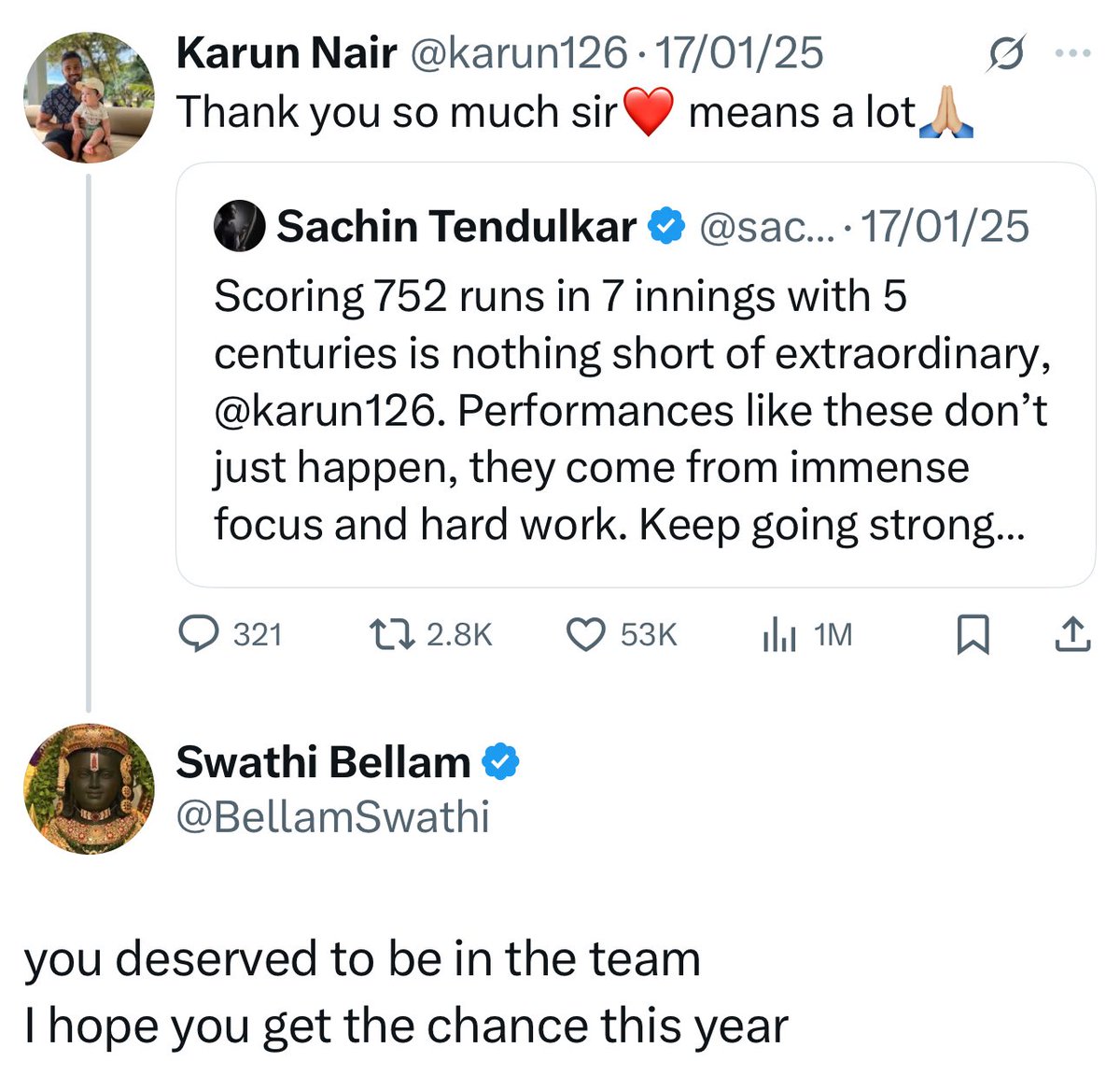 And you got a call to play for India in England <a href="/karun126/">Karun Nair</a> 
Congratulations 🙌🏽