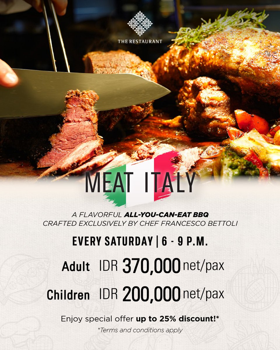 Setiap Malming !!!

Nikmati promo spesial Buy 2 Get 3 
Mulai dari Braised Beef Brisket, Beef Ragout Arancini, Roasted Beef Panini, aneka pizza &amp; pasta 🍝 hingga pilihan internasional

📍 The Restaurant – The Trans Luxury Hotel
 📲 +62 811 811 4288
 *Syarat dan ketentuan berlaku.