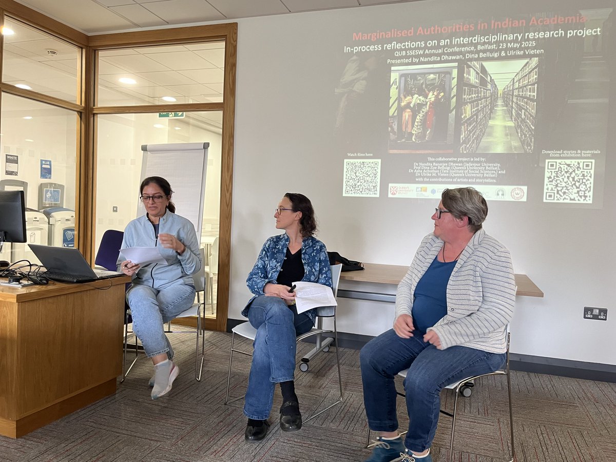 Prof Dina Zoe Belluigi (@dzbelluigi) on Twitter photo 1st time the 3 of us r together in person: the mixed blessings of environmentally-&-budget-attentive international collaboration.
🖼️Nandita Dhawan & Ulrike Vieten in the <a href="/qubgradschool/">The Graduate School</a> chatting (my pic); the 3 of us presenting (🙏 documented by Kexin Ren) <a href="/QUBSSESW/">SSESW at Queen's</a> 1st time the 3 of us r together in person: the mixed blessings of environmentally-&-budget-attentive international collaboration.
🖼️Nandita Dhawan & Ulrike Vieten in the <a href="/qubgradschool/">The Graduate School</a> chatting (my pic); the 3 of us presenting (🙏 documented by Kexin Ren) <a href="/QUBSSESW/">SSESW at Queen's</a>