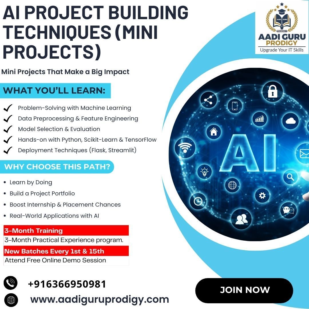 aadiguruprodigy's tweet image. Build AI mini projects that matter!
🎯 Learn ML, Python, TensorFlow, Flask & more
📅 3-Month Hands-On Training
🆓 Free Demo | New Batches: 1st & 15th 
Register Now: aadiguruprodigy.com
#AIProjects  #machinelearningtraining #AIForBeginners  #learning #miniprojects