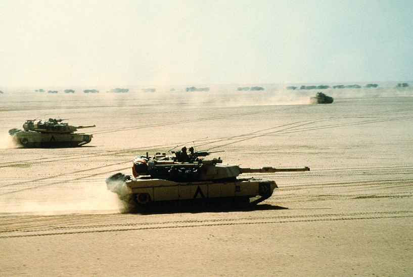 Korean_DMZ_Vets's tweet photo. Superb Tank Saturday - M1A1 Abrams from the 3rd Armored Division on the move during Desert Storm. Looks like a Bradley snuck into the picture! 😃😃 #tanks #armor #superbtanksaturday #3AD #desertstorm #1990s #abrams #ilovetanks #tanklover https://t.co/CSZRk26q3Z