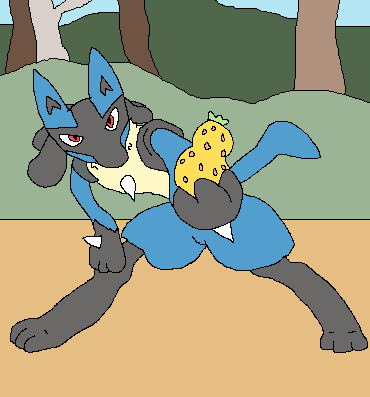 Lucario I need healing!
(the lucario of fresh fruit and weird poses)