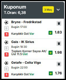 24 MAYIS 2025 CUMARTESİ GÜNÜN 6,38 ORANLI KUPONU. BOL ŞANSLAR...

#iddaa #bankokupon #bahistahminleri #futbol #24mayıs #AltınanalizlerTV #Galatasaray #Fenerbahçe #besiktas #Transfer #Osimhen