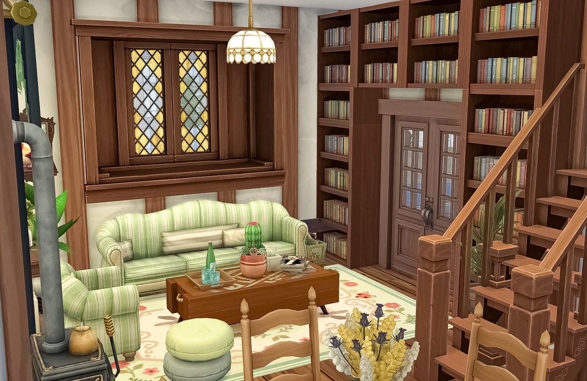 asimialex's tweet image. Here are some interior shots of the private apartment of my small business build "The Old Bookstore"
The living room and kitchen are located on the 2nd floor above the bookstore.
#TheSims #TheSims4 #ShowUsYourBuilds @TheSimmersSquad @TheSims