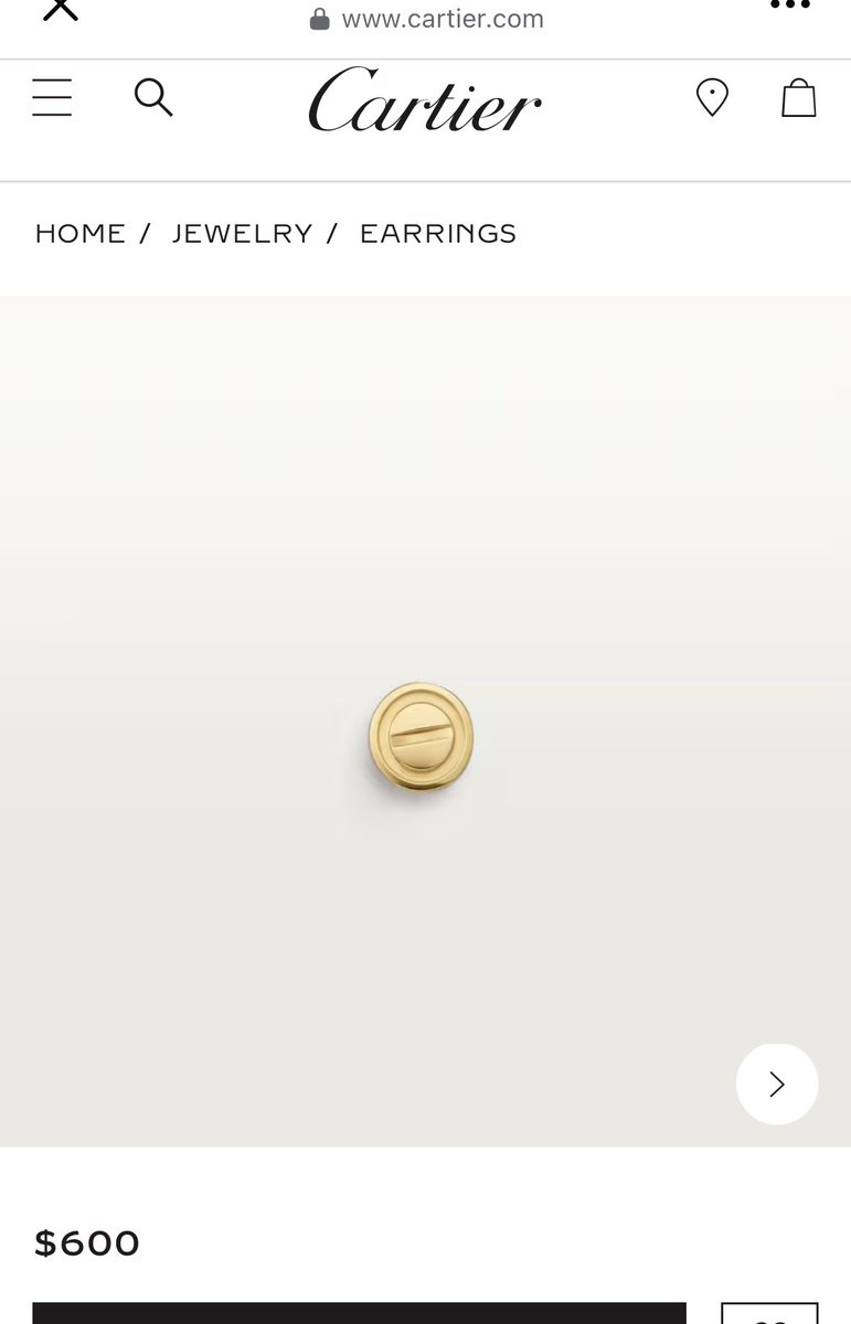 LyvingHonestly's tweet photo. @Cartier please make it make sense that a single stud earring is $600 but the pair is $1640. The math isn’t mathing. https://t.co/AcHmRgDbHN