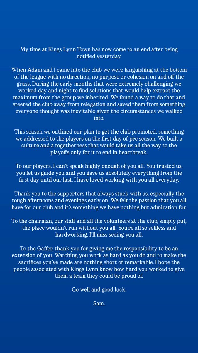 Go well, <a href="/officialKLtown/">King's Lynn Town FC</a>