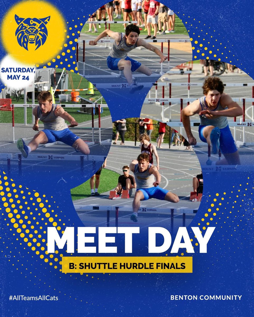 Last day at the Blue Oval, last chance to see your Cats in action. Shuttle Hurdle boys looking to grab a medal in the finals today! Can’t wait to see these guys run one more time!