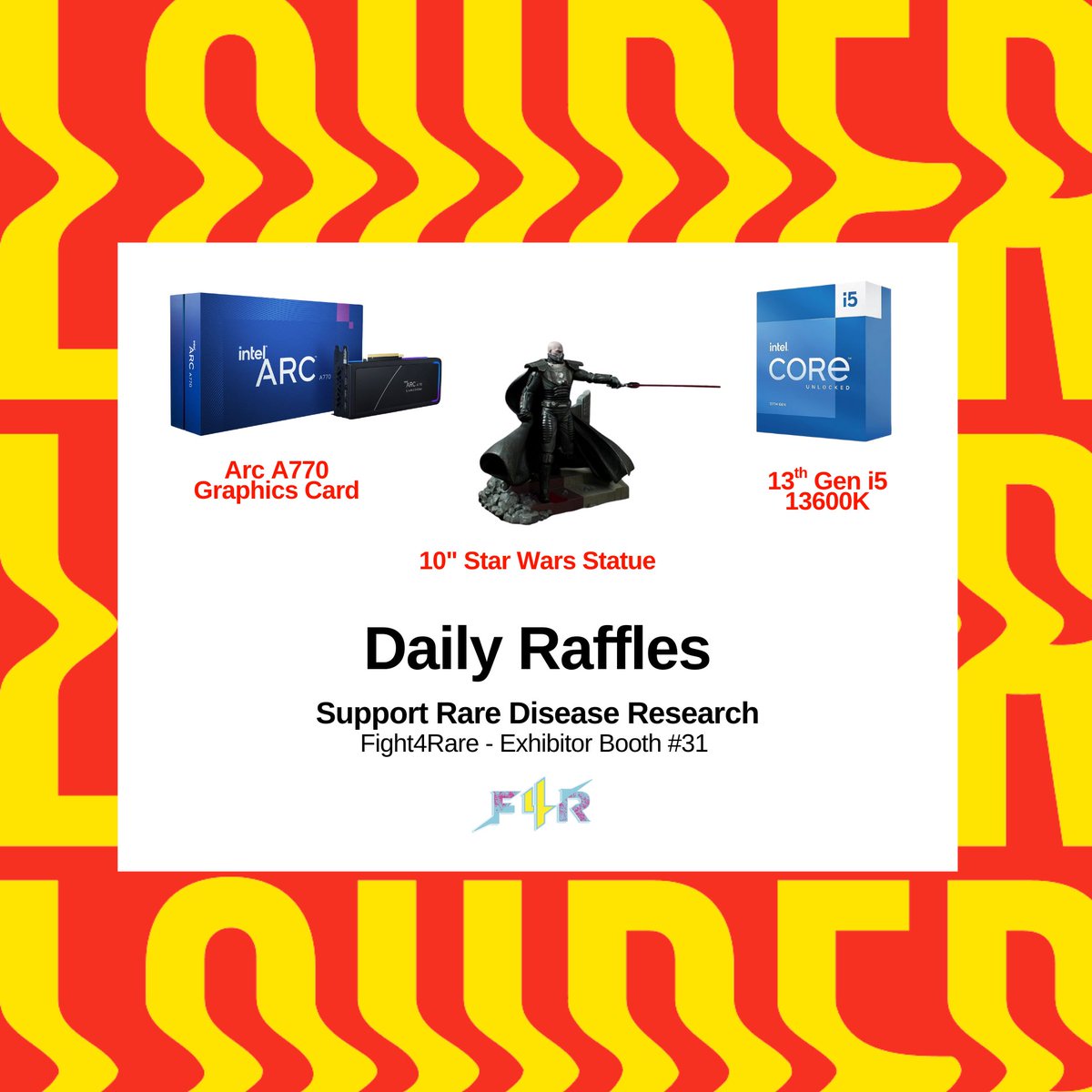 Fight4Rare's tweet image. Are you at @DreamHack Dallas? Swing by our booth to enter our daily raffles and win amazing prizes!
All proceeds support rare disease research.
#Fight4Rare #DHDallas @DreamHackNA