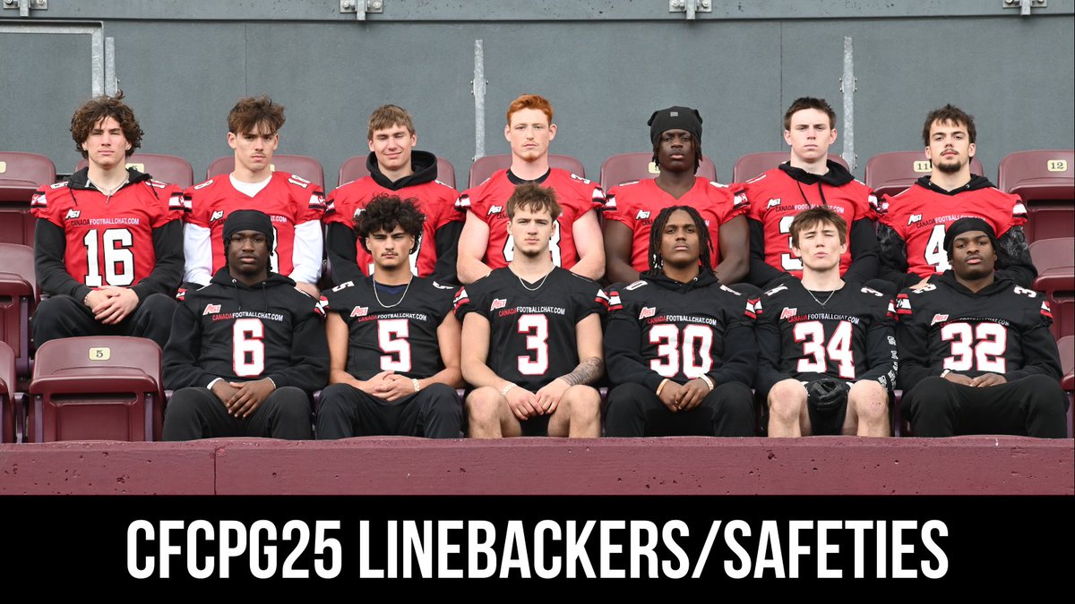 #CFCPROSPECTGAME LINEBACKERS/SAM/SAFETIES 🍁🏈

#TeamSanchez 
SAM/FS Tevaun Palmer
SAM/FS Mateo McDonell
LB Maxym Sugoniako
LB Neziah Barton
LB/FS Jake Mitchell
LB Tristan Downie

#TeamStegall
SAM/FS Keenan Brighton
SAM/FS Eric Klemm
LB Scott Barkley
LB Logan Woolsey
LB Lilian