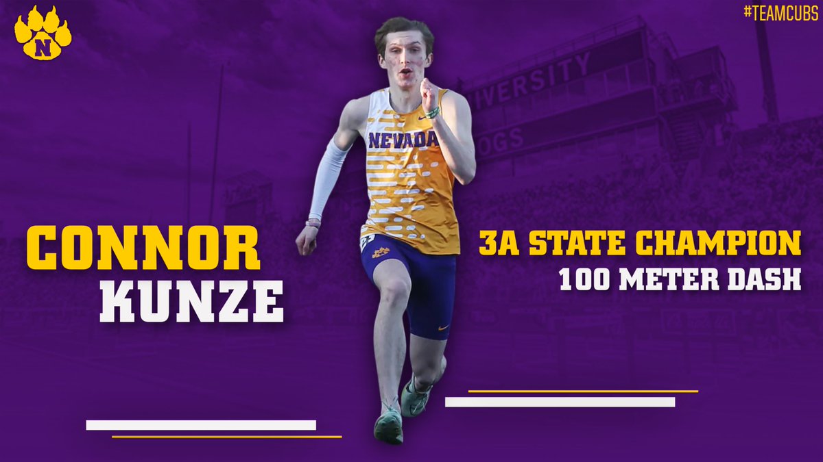 cubsactivities's tweet photo. 🚨🚨STATE CHAMPION 🚨🚨

Connor Kunze runs a 10.57 100m dash and secures the 3A State Championship! 

Congrats, Connor! 

#NevadaCubPride #TeamCubs https://t.co/EUfpNtwscI